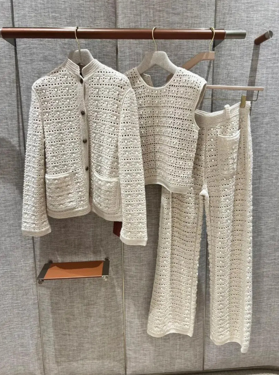 Loro Piana Arola Jacket  Cashmere, Abaca,old money style outfit with high-end solid color hand hook linen cardigan paired with pants