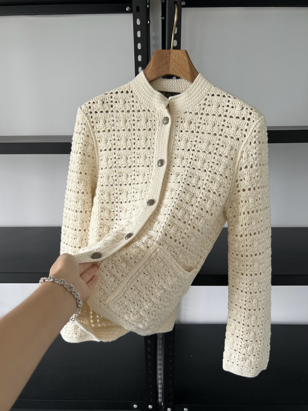 Loro Piana Arola Jacket  Cashmere, Abaca,old money style outfit with high-end solid color hand hook linen cardigan paired with pants