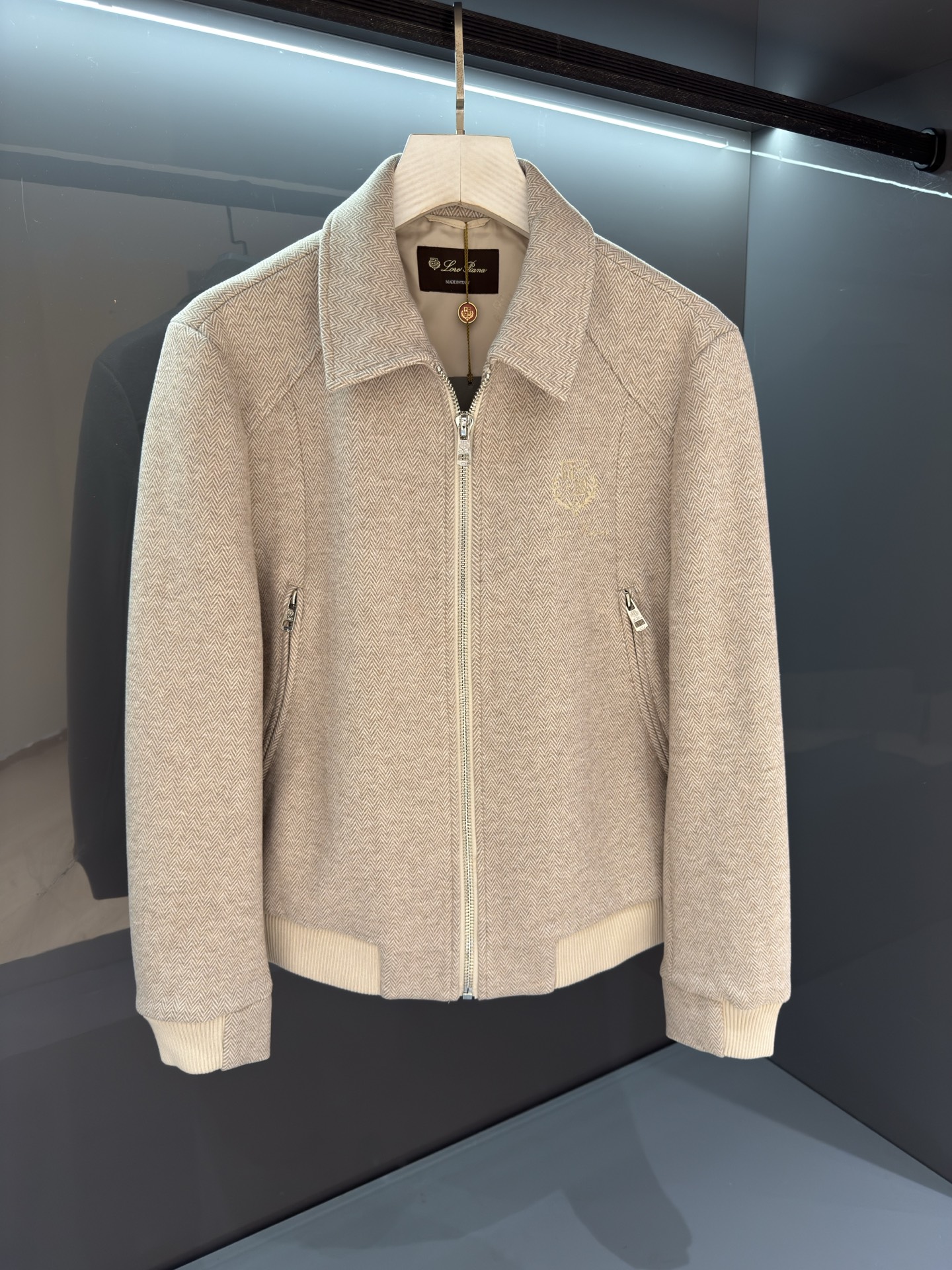 Loro Piana Men'sjacket Autumn/Winter Skiing Series Wool Collar Zipper Jacket