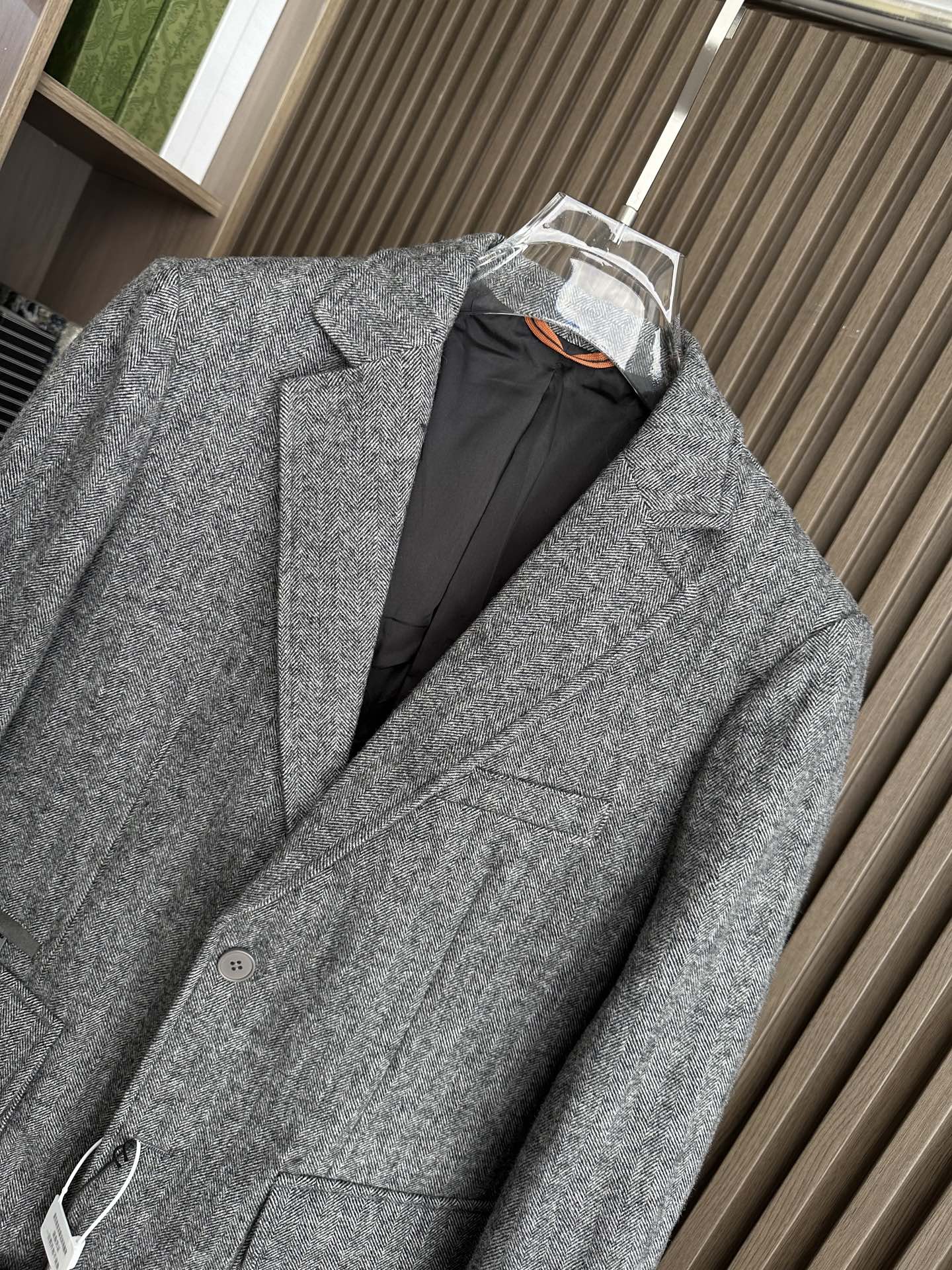 Zegna New autumn and winter knitted herringbone suit, Dark grey
