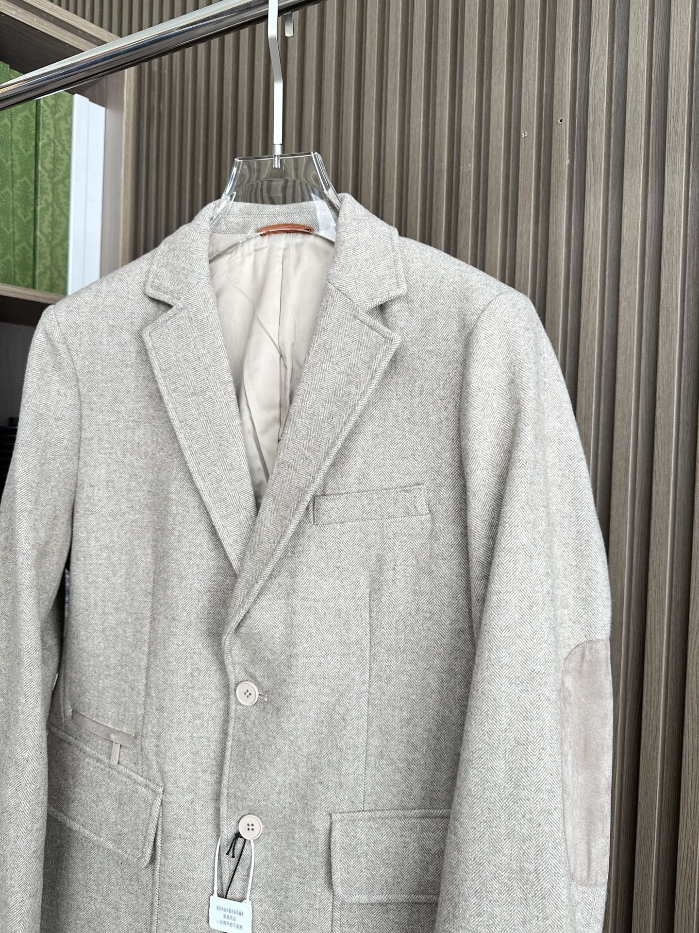 Zegna New autumn and winter knitted herringbone suit, light grey