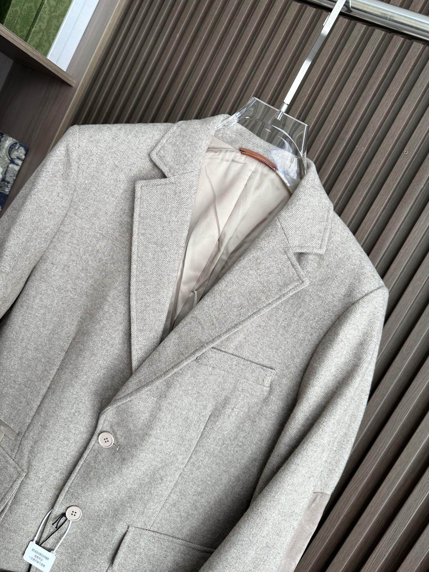 Zegna New autumn and winter knitted herringbone suit, light grey