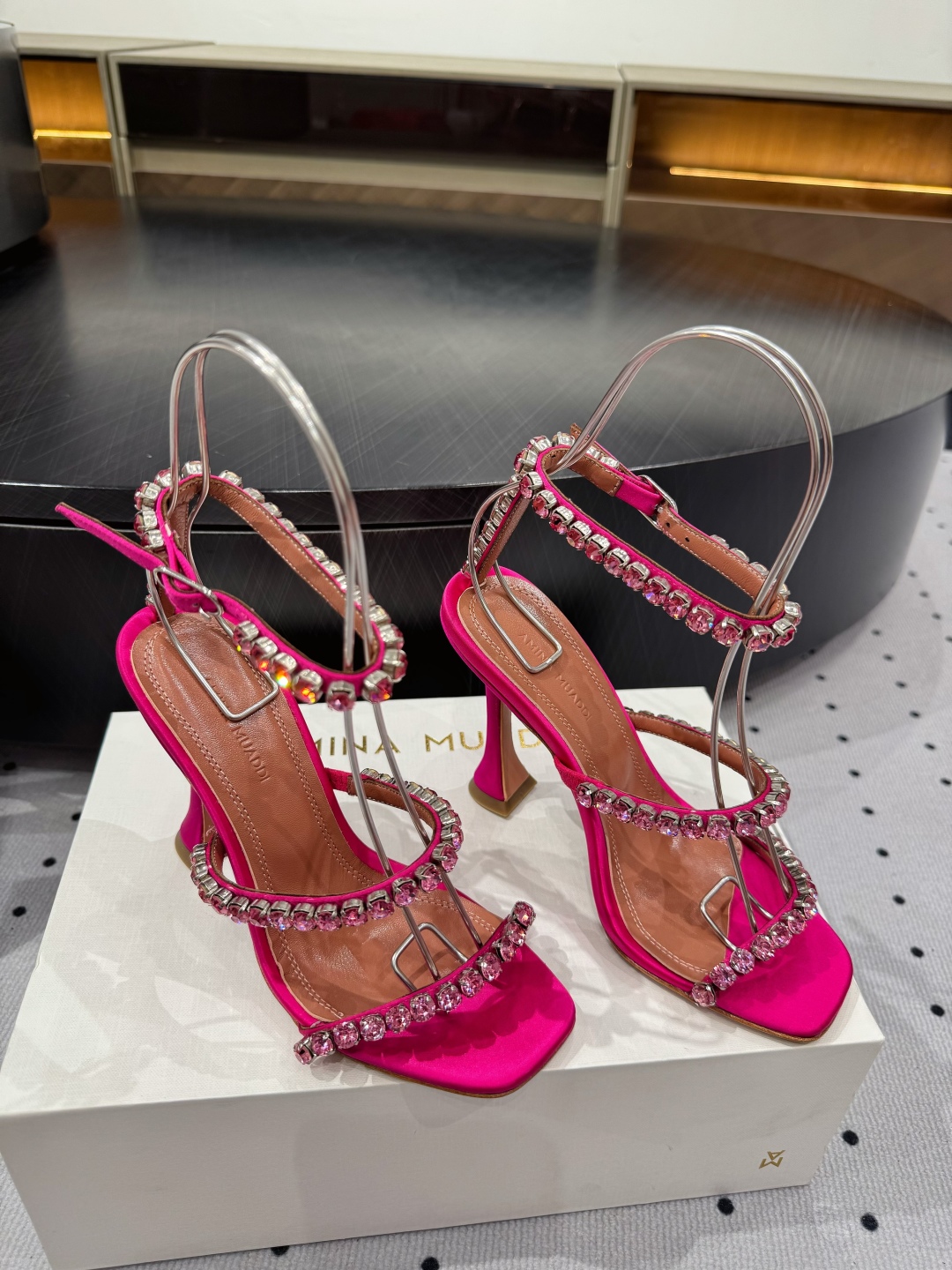Amina Muaddi 2025FW Gigi Slipper 95 Rose red