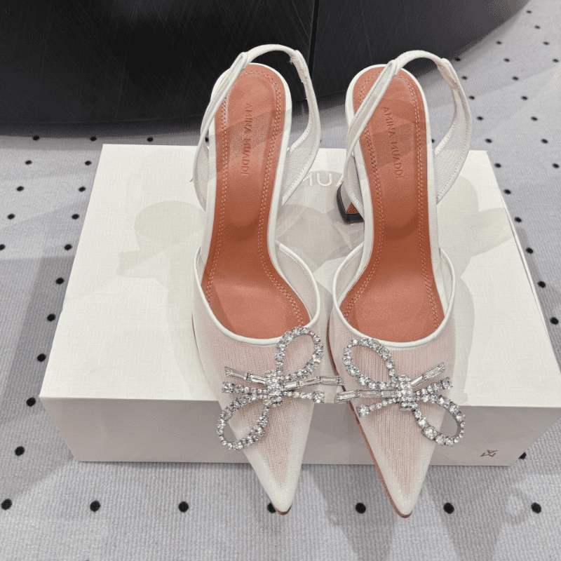 Amina Muaddi Rosie Sling White
