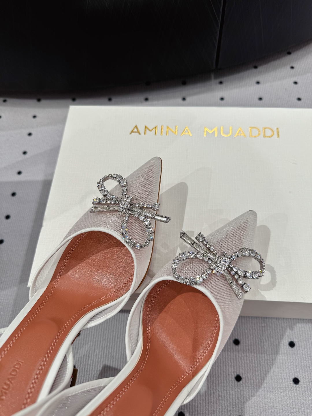 Amina Muaddi Rosie Sling White