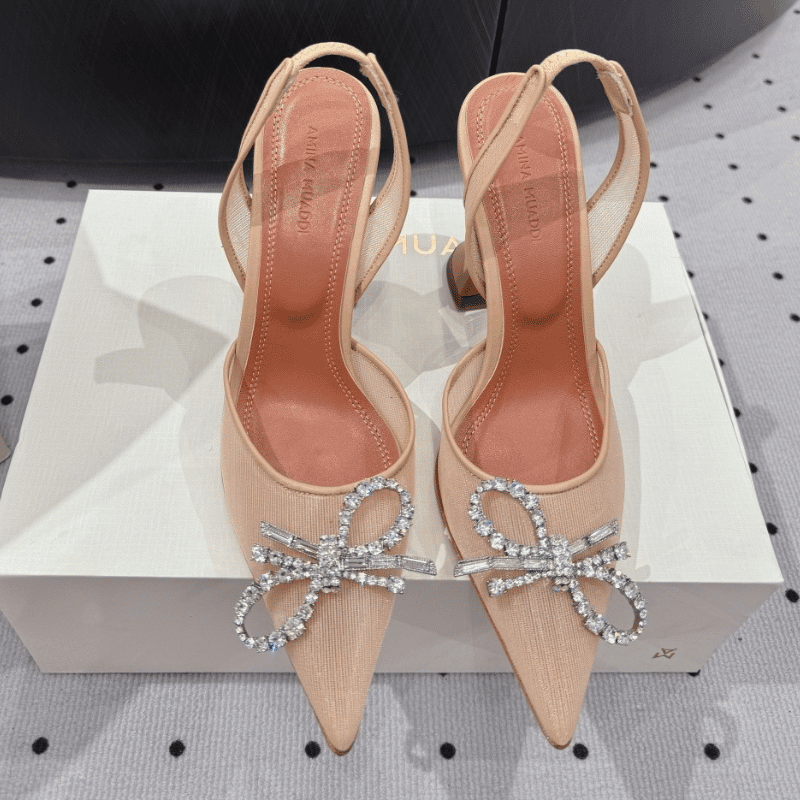 Amina Muaddi Rosie Sling Nude pink