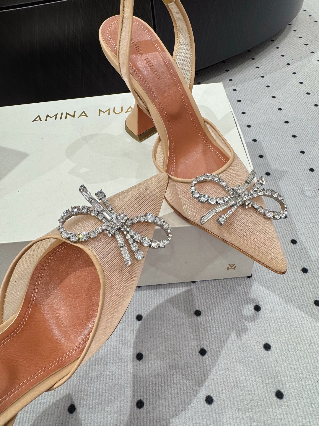 Amina Muaddi Rosie Sling Nude pink