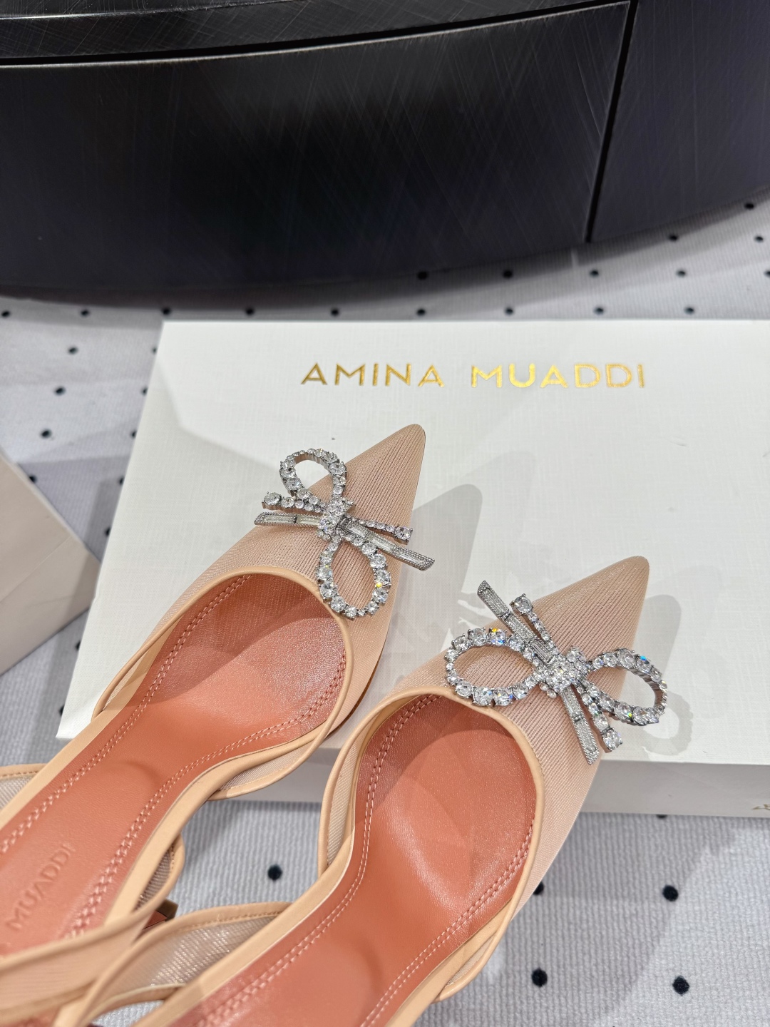 Amina Muaddi Rosie Sling Nude pink