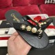 CHANEL 2025 SPRING-SUMMER Flats Slipper THONGS Lambskin & Metal Black CHANEL 2025 SPRING-SUMMER Flats Slipper THONGS Lambskin & Metal Black