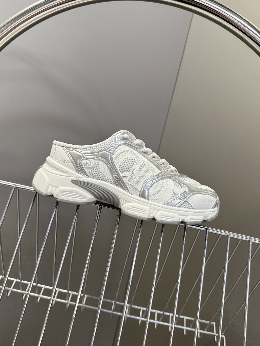 CHRISTIAN DIOR Chrono Sneakers White mesh fabric silver CHRISTIAN DIOR Chrono Sneakers White mesh fabric silver
