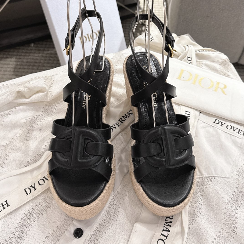 CHRISTIAN DIOR  Dway  Woven Wedge Sandals, Hollow - Out and Layered, High - Heeled Sandals