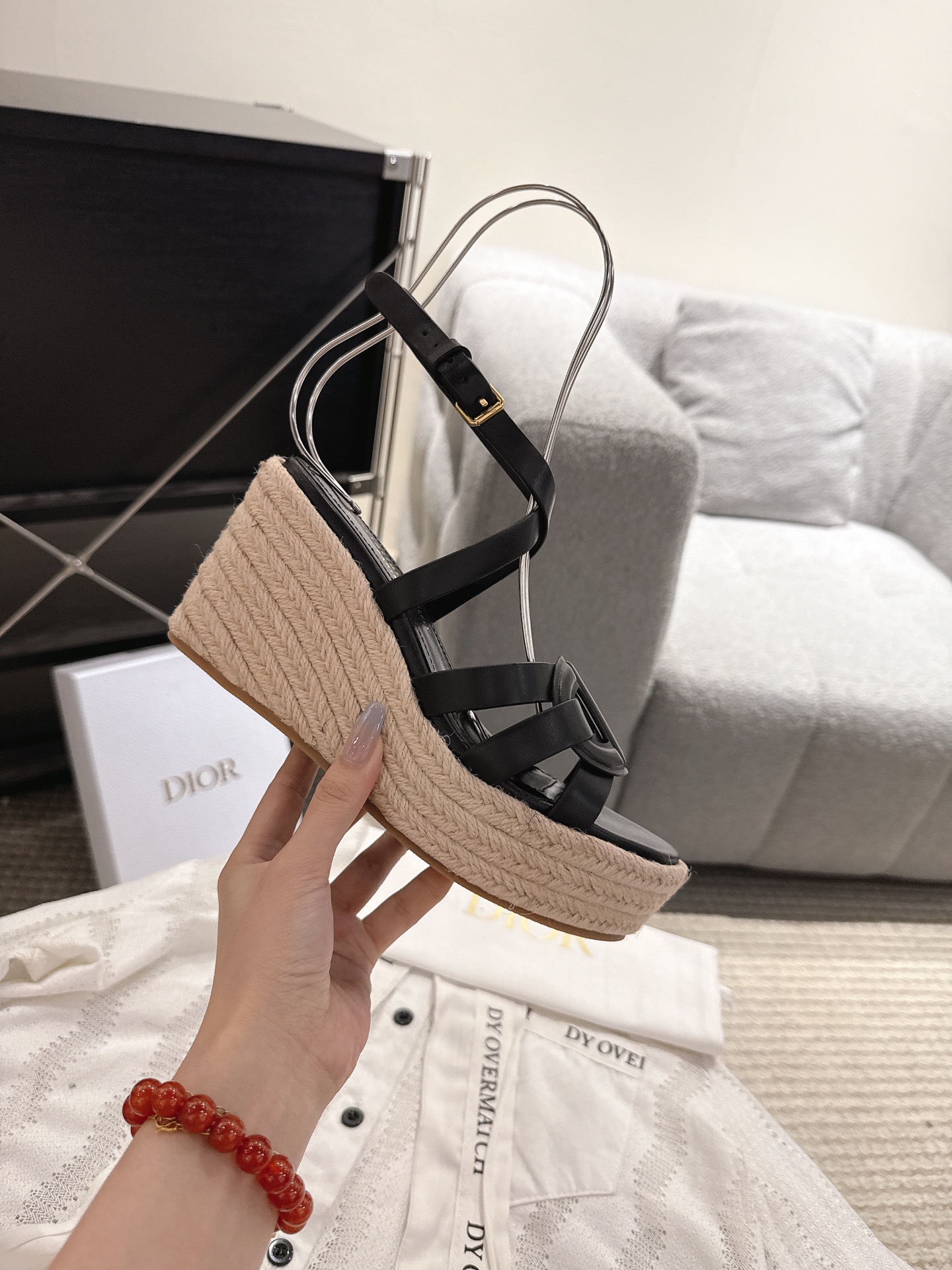 CHRISTIAN DIOR Dway Woven Wedge Sandals, Hollow - Out and Layered, High - Heeled Sandals CHRISTIAN DIOR Dway Woven Wedge Sandals, Hollow - Out and Layered, High - Heeled Sandals