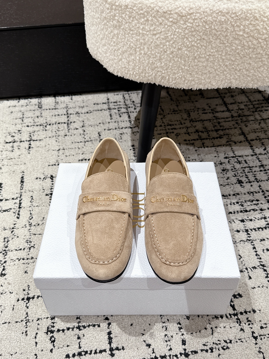 CHRISTIAN DIOR Boy Loafer Rope Beige Suede Calfskin