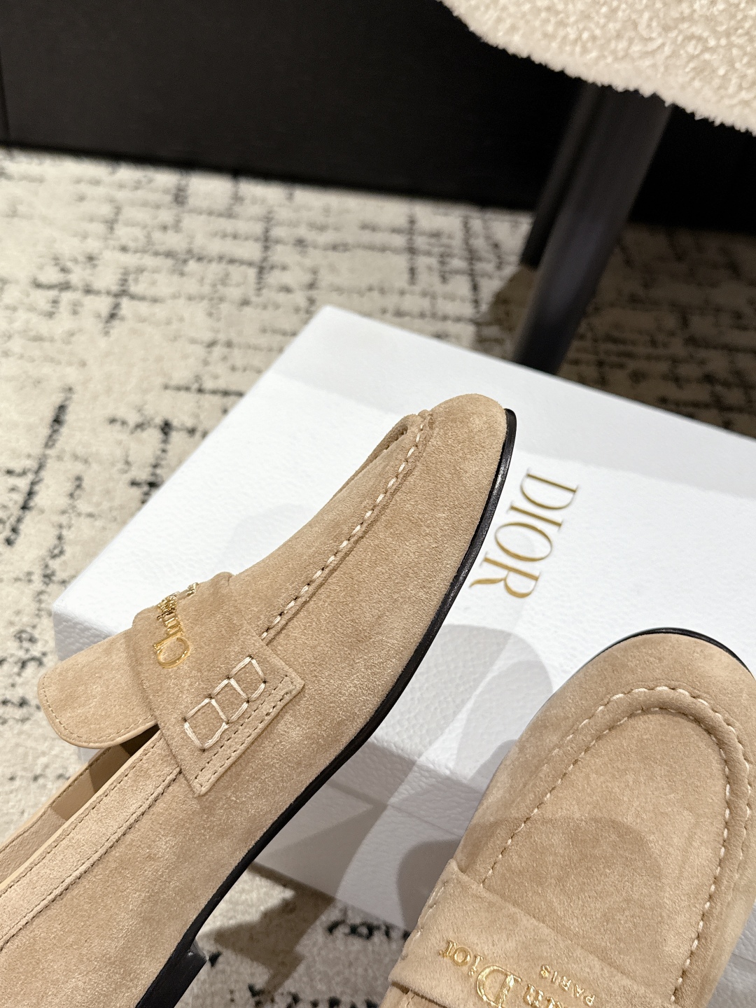 CHRISTIAN DIOR Boy Loafer Rope Beige Suede Calfskin