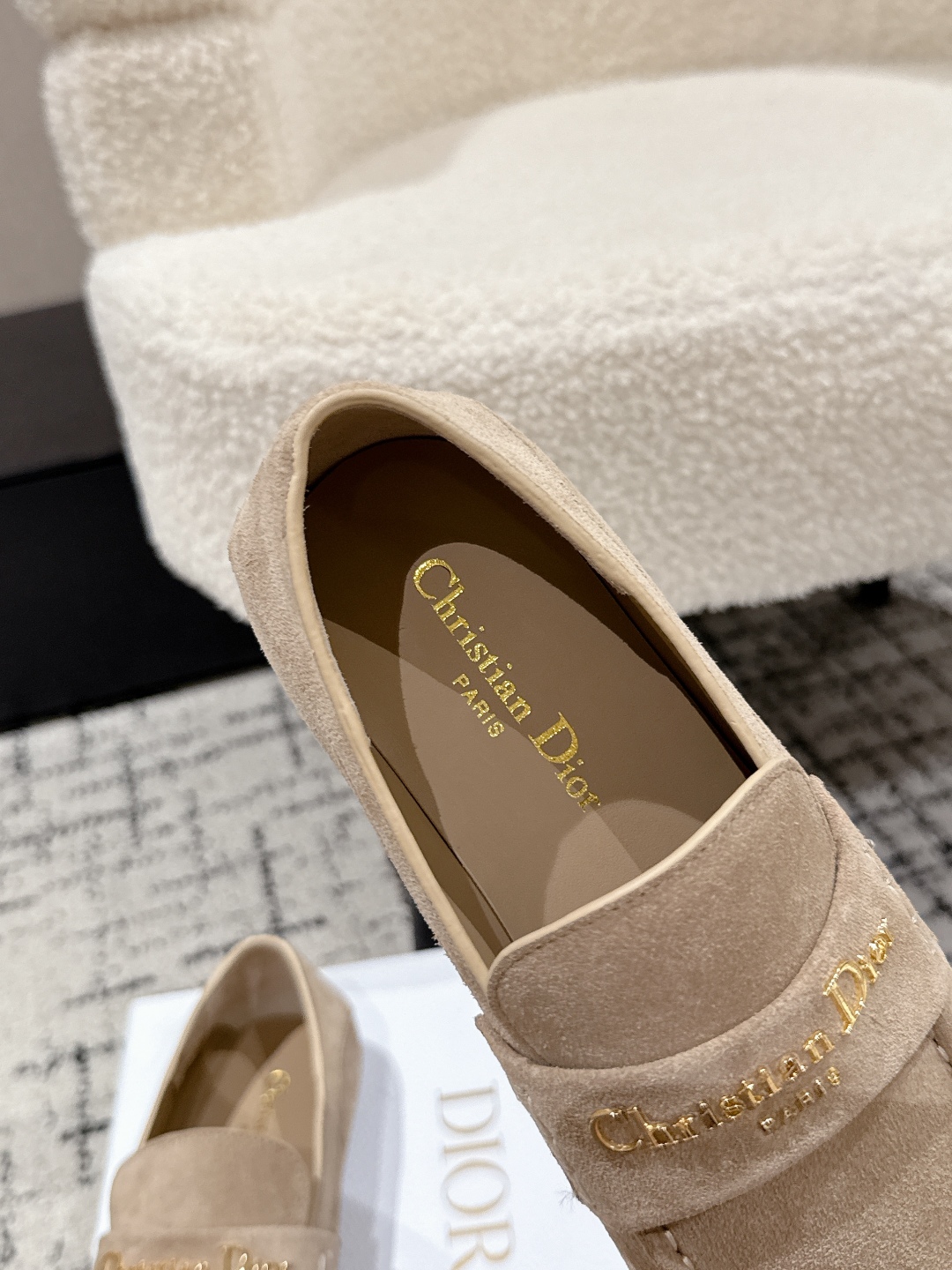 CHRISTIAN DIOR Boy Loafer Rope Beige Suede Calfskin