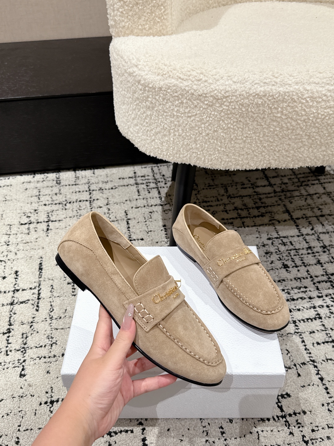 CHRISTIAN DIOR Boy Loafer Rope Beige Suede Calfskin