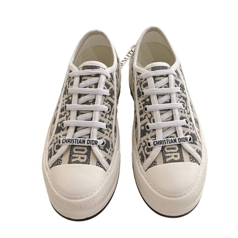 CHRISTIAN DIOR  Walk'n'Dior Sneaker, Stone Gray Dior Oblique Embroidered Cotton