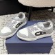 CHRISTIAN DIOR  B57 Dribble Low-Top Sneaker,Gray and White Smooth Calfskin with Beige and Black Dior Oblique Jacquard