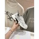CHRISTIAN DIOR  Vibe Sneaker,White Mesh Printed with Dior Oblique Motif and White and Black Leather 