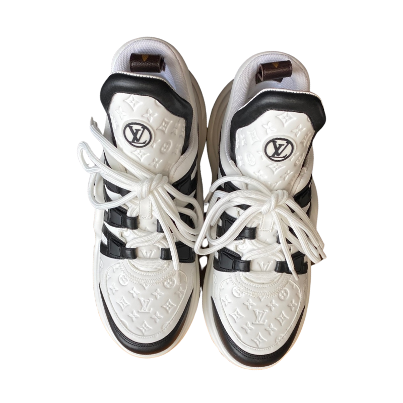 LOUIS VUITTON ARCHLIGHT SNEAKER IN WHITE MIX BLACK EMBOSSED CALFSKIN 101058