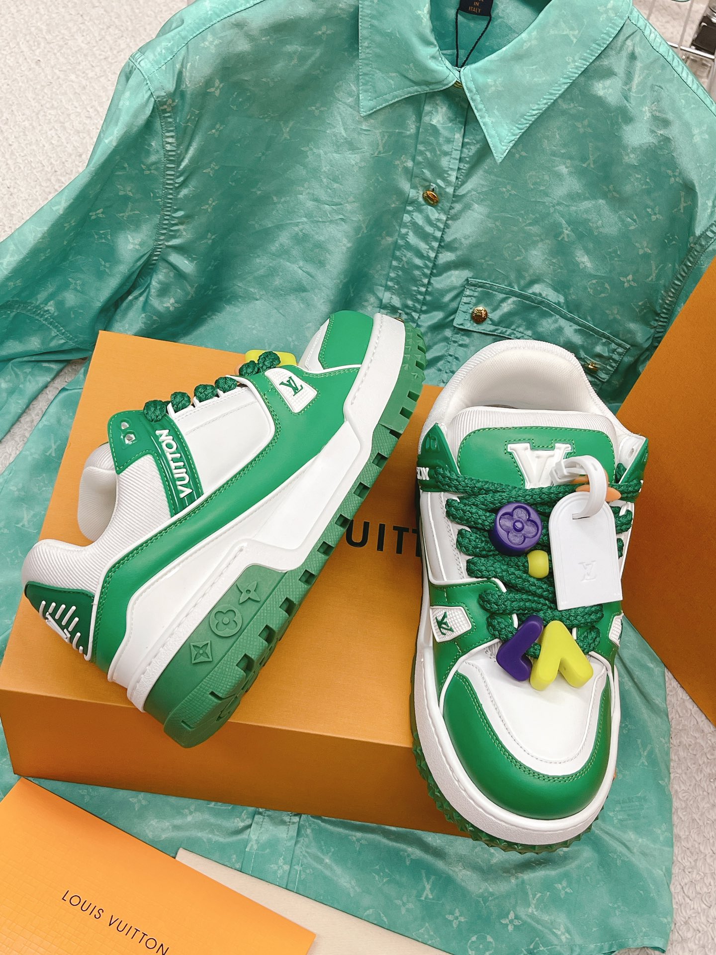 LOUIS VUITTON LV TRAINER MAXI SNEAKER GREEN WHITE VIRGIL ABLOH