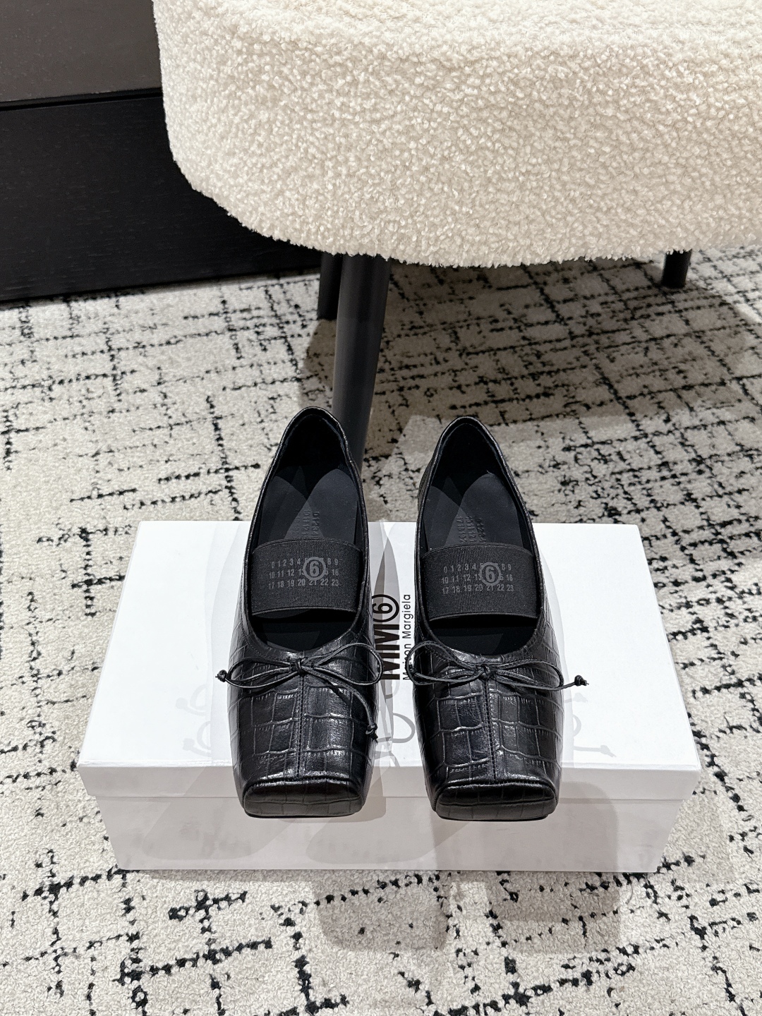 Maison Margiela Numeric square-toe ballerinas Flats,Black