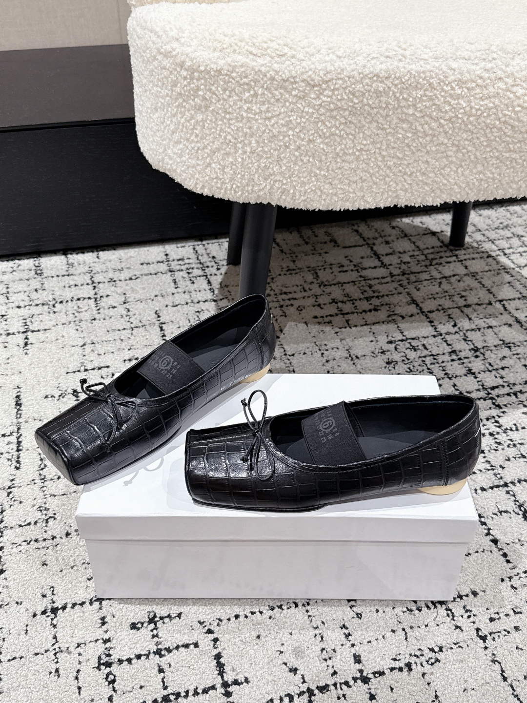 Maison Margiela Numeric square-toe ballerinas Flats,Black