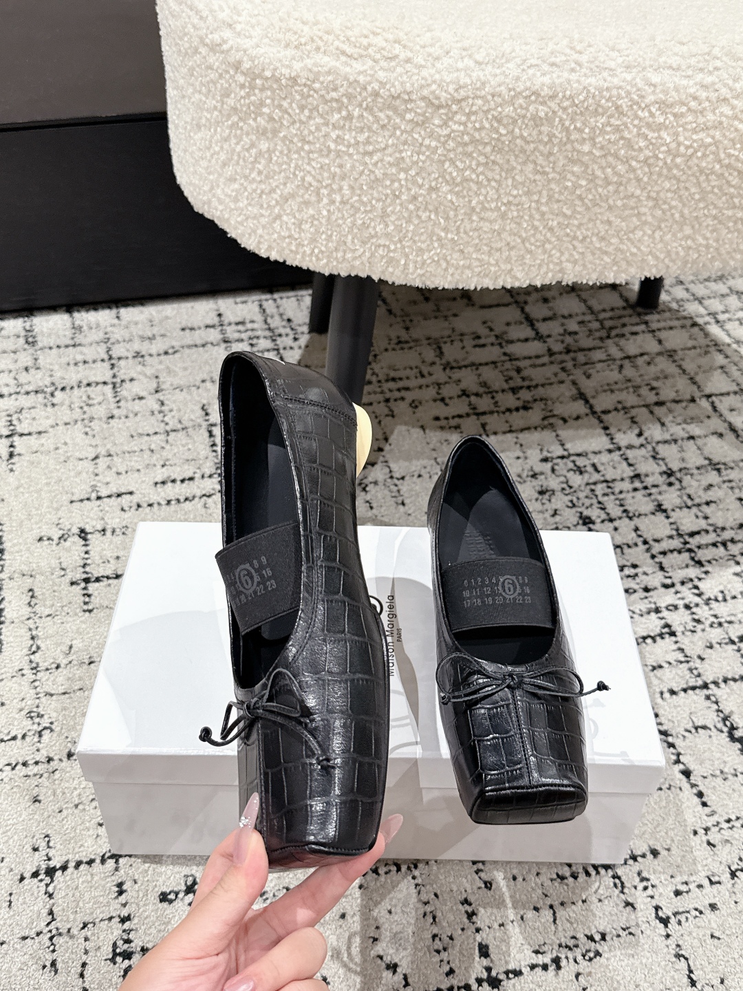 Maison Margiela Numeric square-toe ballerinas Flats,Black