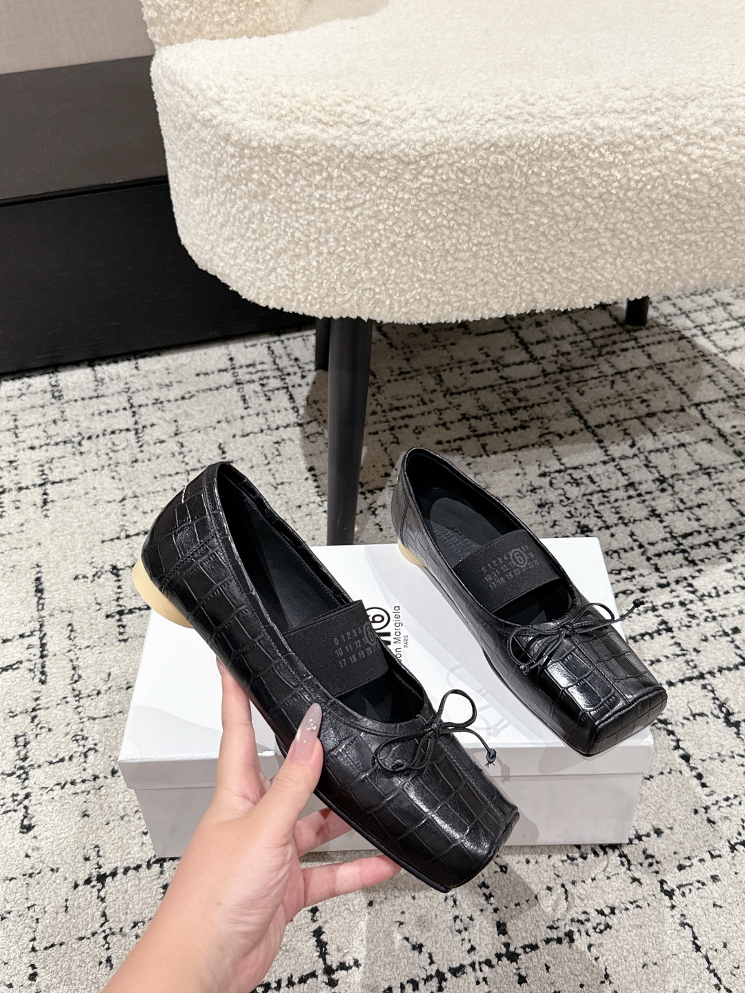 Maison Margiela Numeric square-toe ballerinas Flats,Black