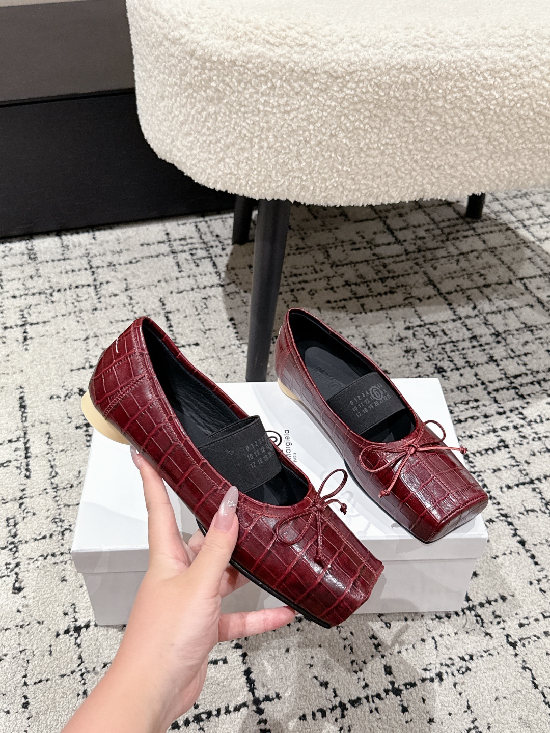 Maison Margiela Numeric square-toe ballerinas Flats,Red