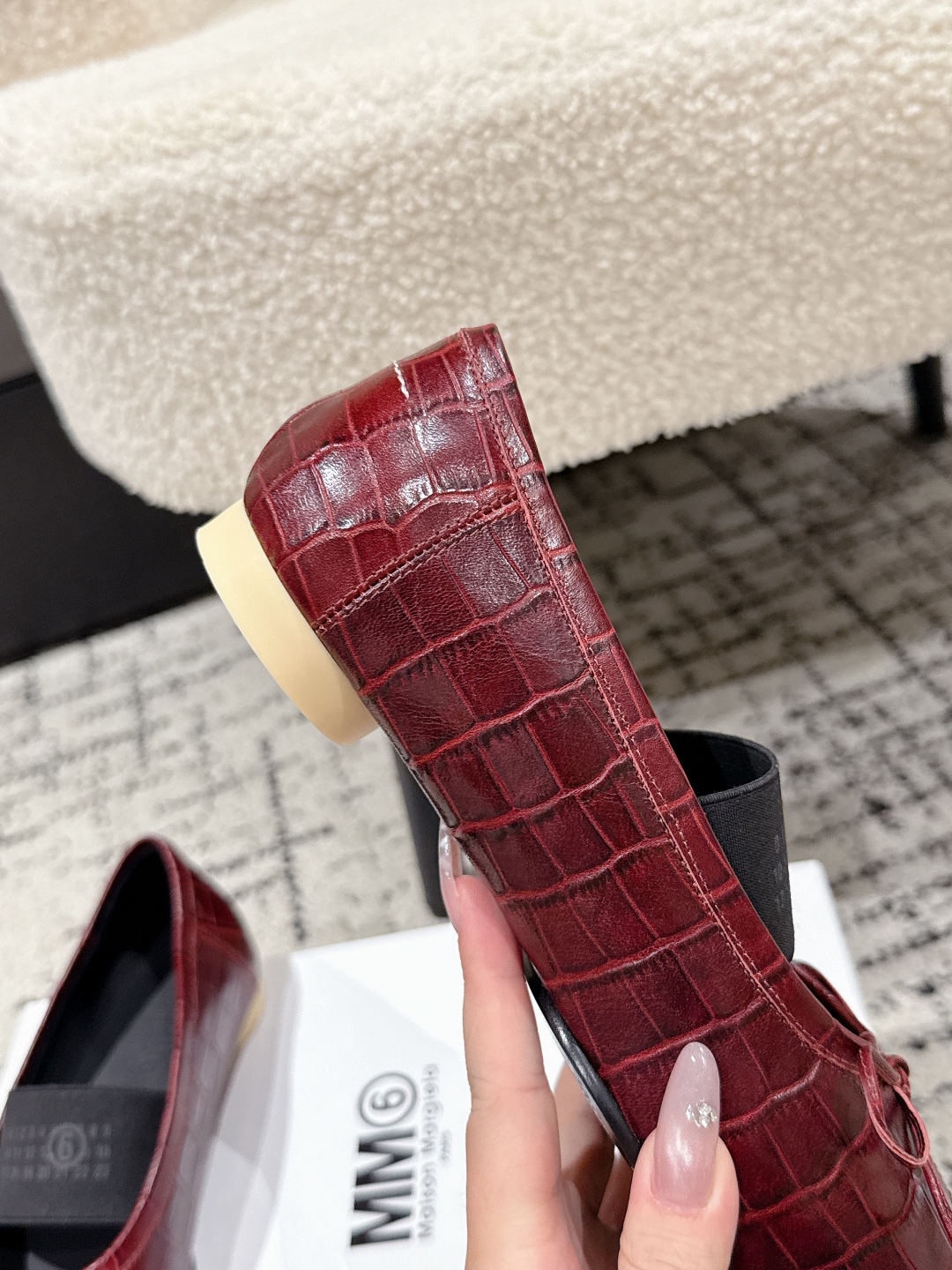 Maison Margiela Numeric square-toe ballerinas Flats,Red