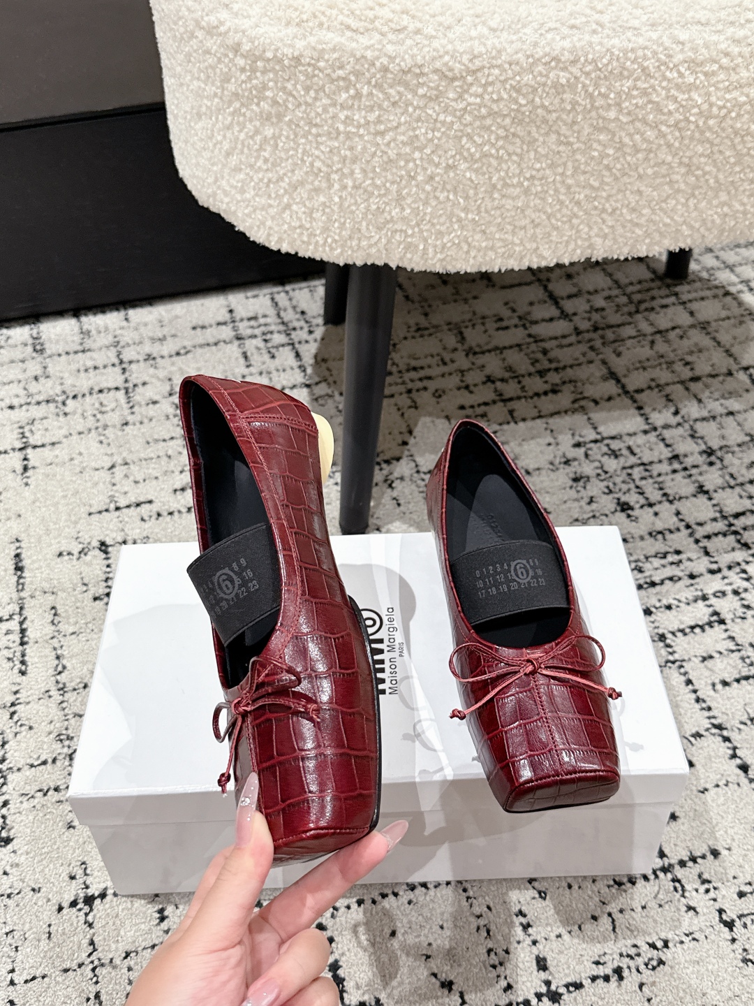 Maison Margiela Numeric square-toe ballerinas Flats,Red