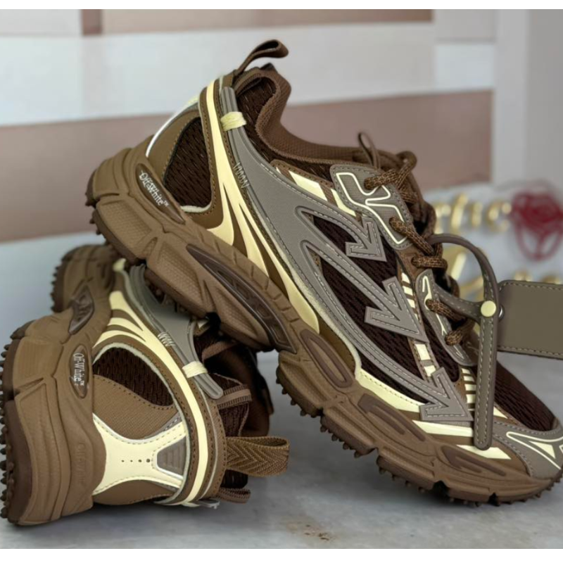 Off White Be Right Back Sneakers- DARK BROWN - CREAM