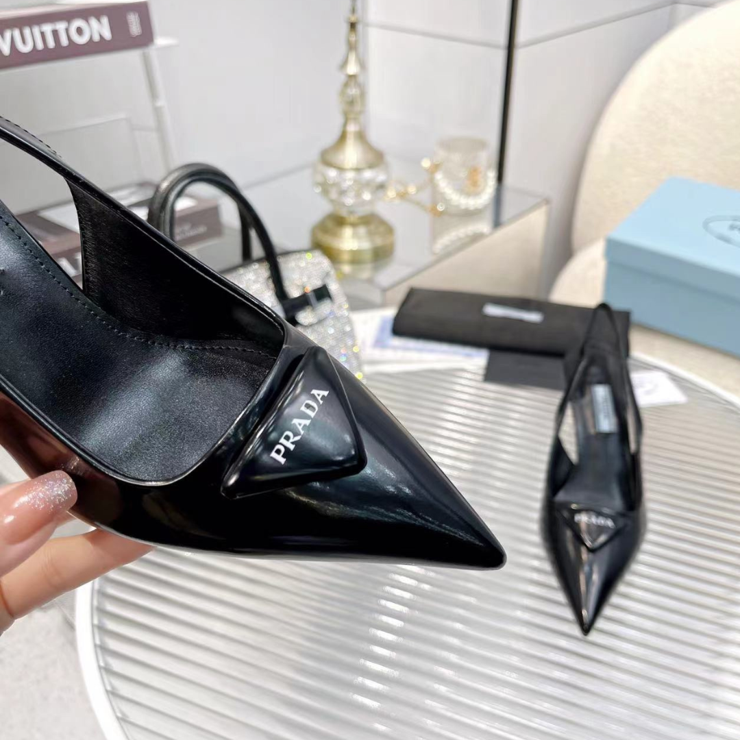 PRADA Satin Leather Back - Strap High - heeled Shoes PRADA Satin Leather Back - Strap High - heeled Shoes