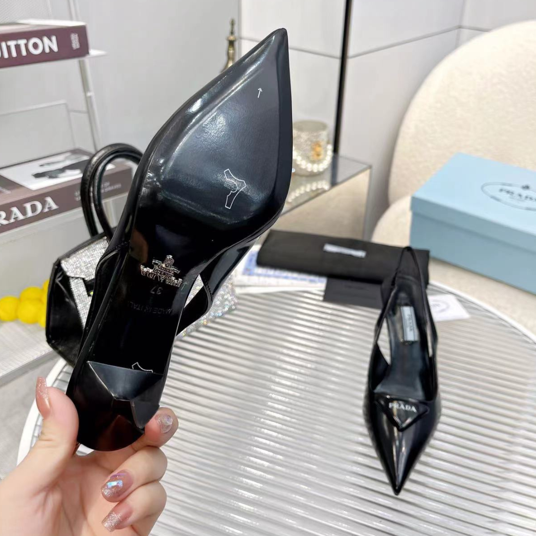 PRADA Satin Leather Back - Strap High - heeled Shoes PRADA Satin Leather Back - Strap High - heeled Shoes