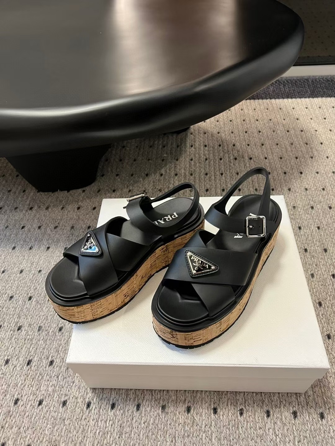 PRADA SNGG Platform Roman Sandals