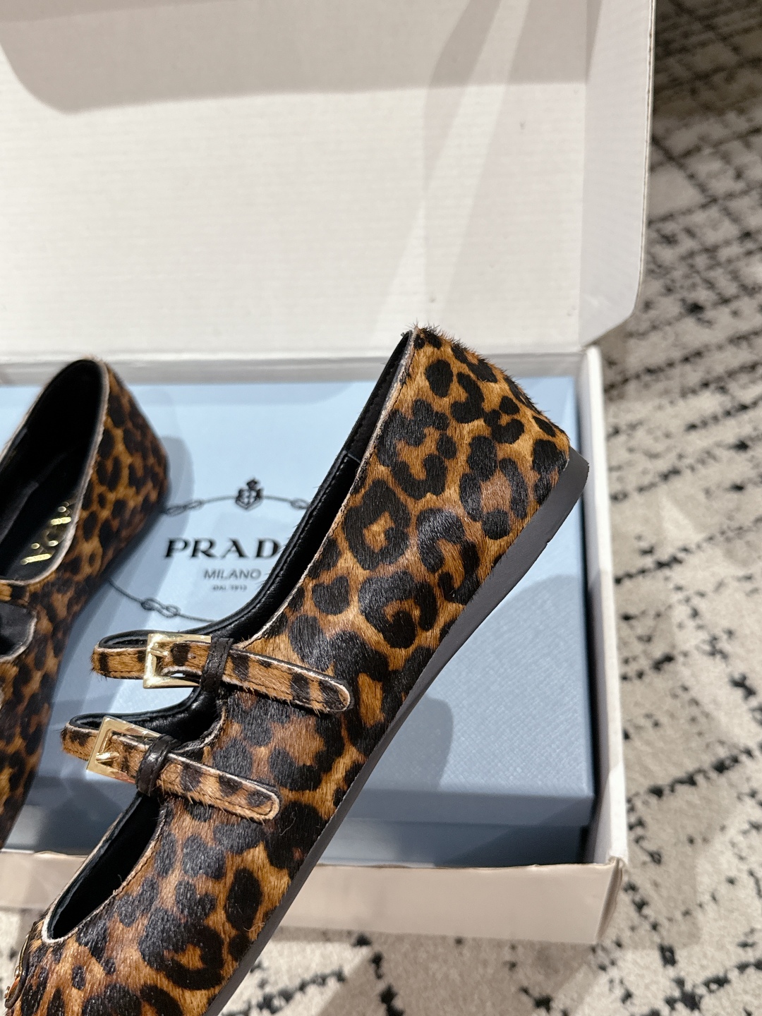 PRADA Printed leather ballerinas,Honey