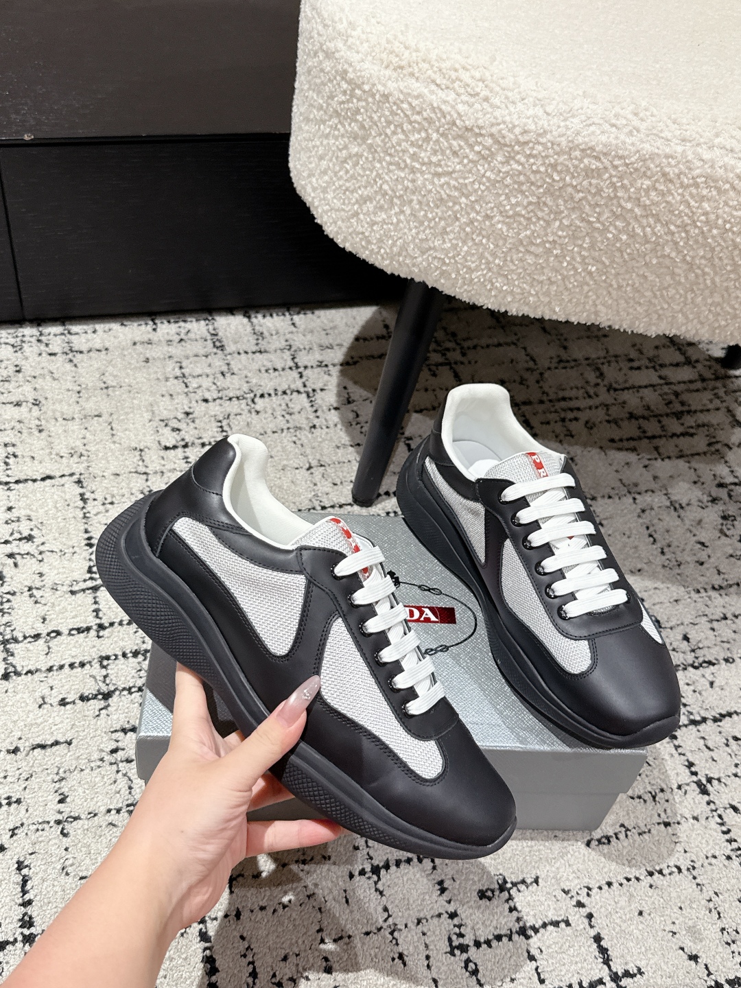 PRADA Soft Rubber Mesh Mens America's Cup Sneakers 