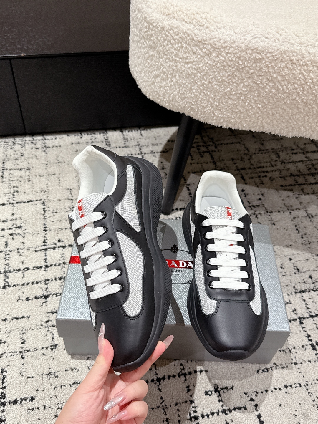 PRADA Soft Rubber Mesh Mens America's Cup Sneakers 