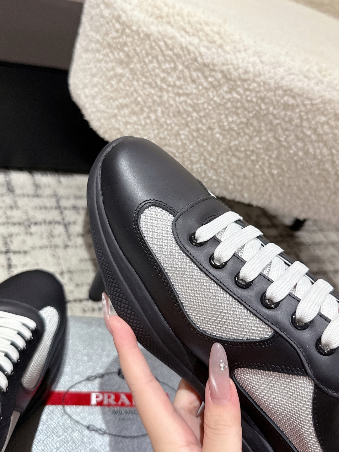 PRADA Soft Rubber Mesh Mens America's Cup Sneakers 