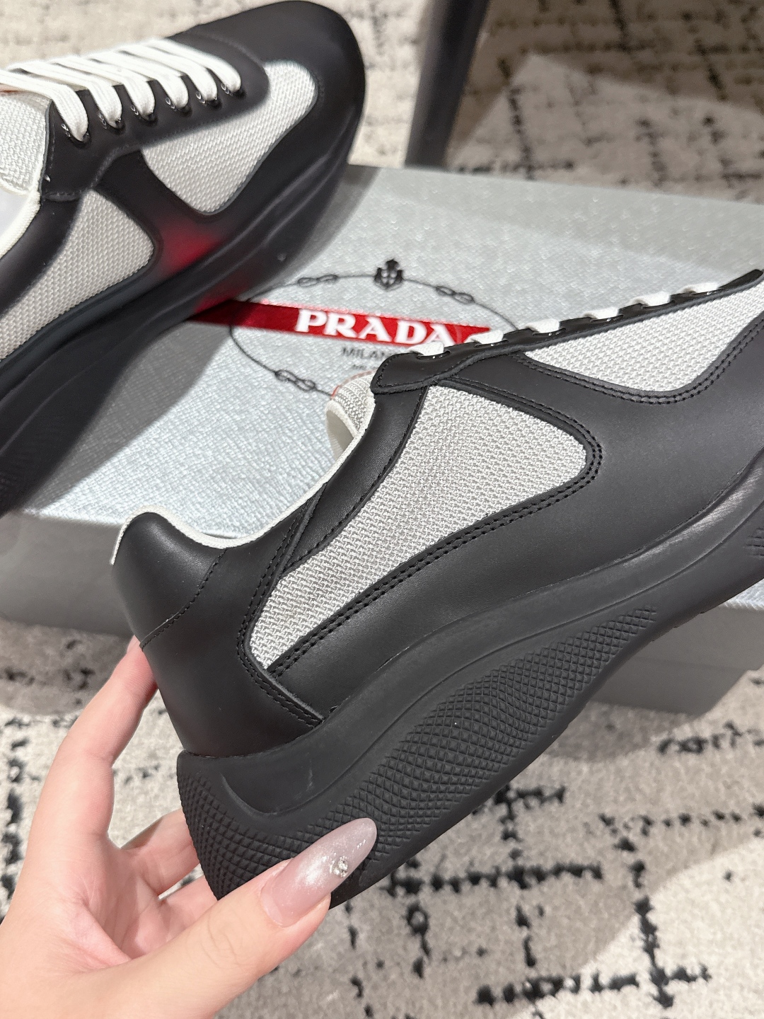 PRADA Soft Rubber Mesh Mens America's Cup Sneakers 