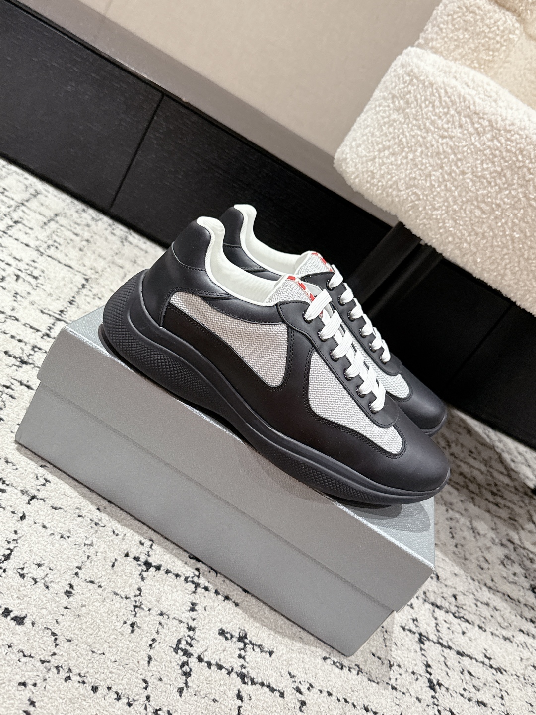 PRADA Soft Rubber Mesh Mens America's Cup Sneakers 