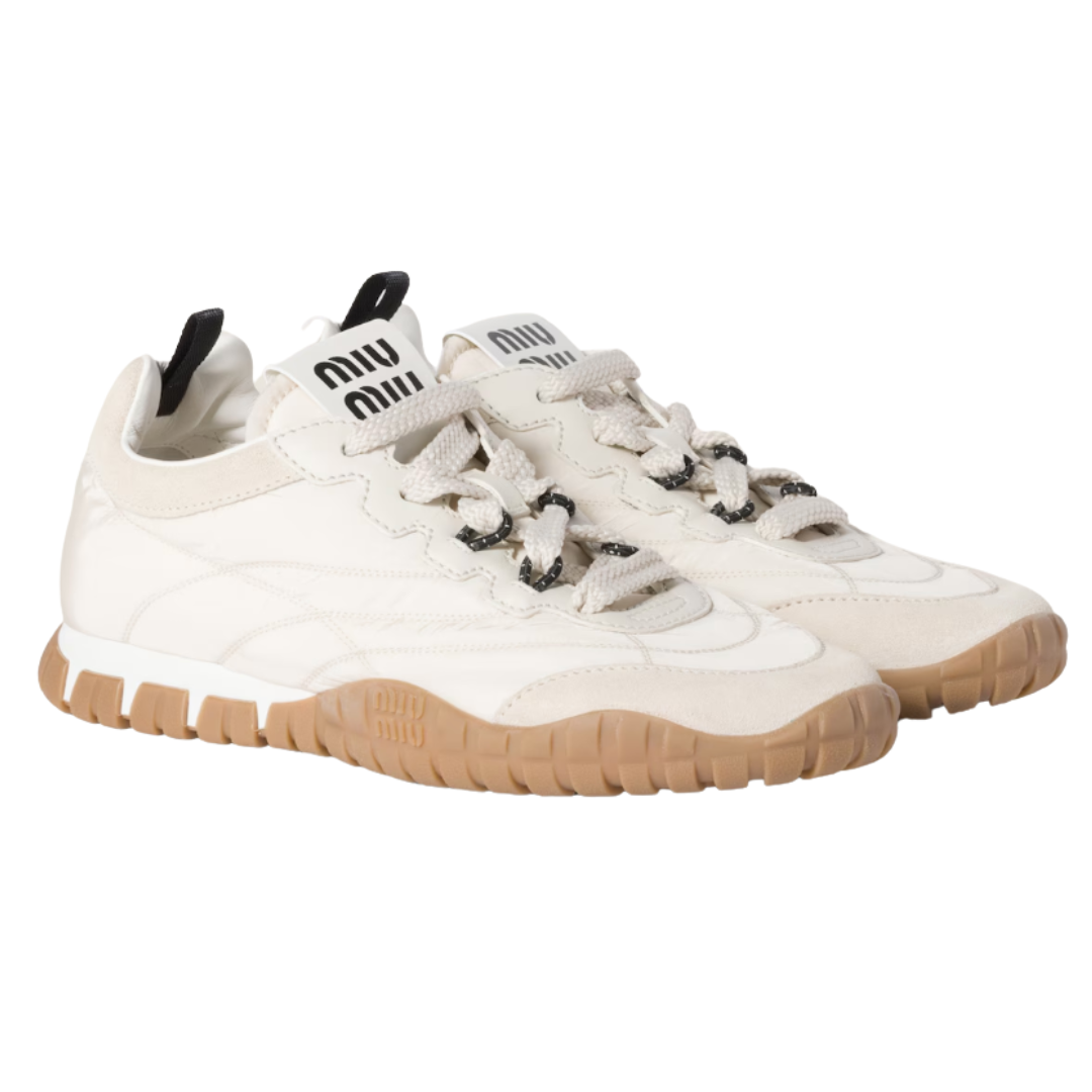 MIUMIU Tyre technical fabric and suede sneakers