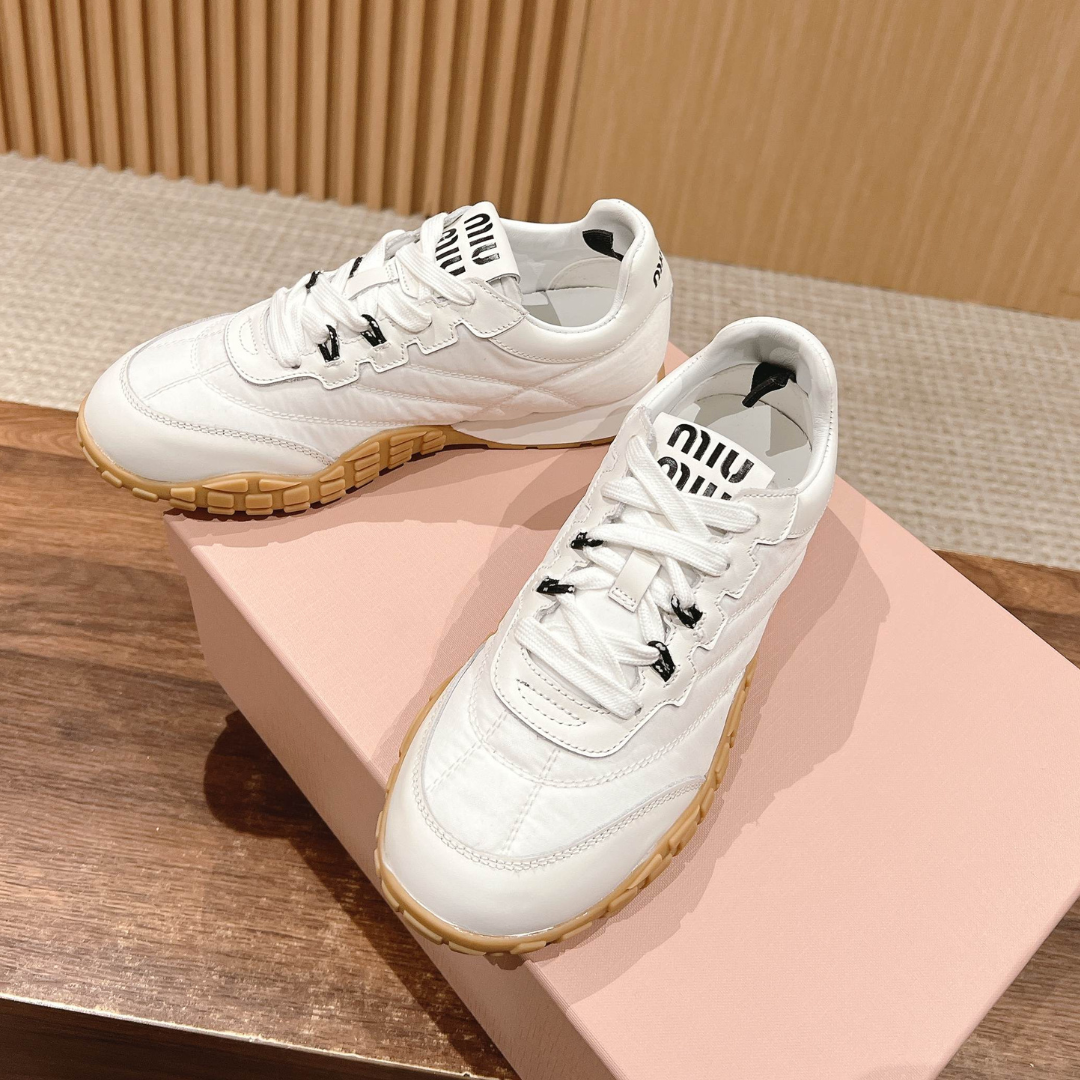 MIUMIU Tyre technical fabric and suede sneakers