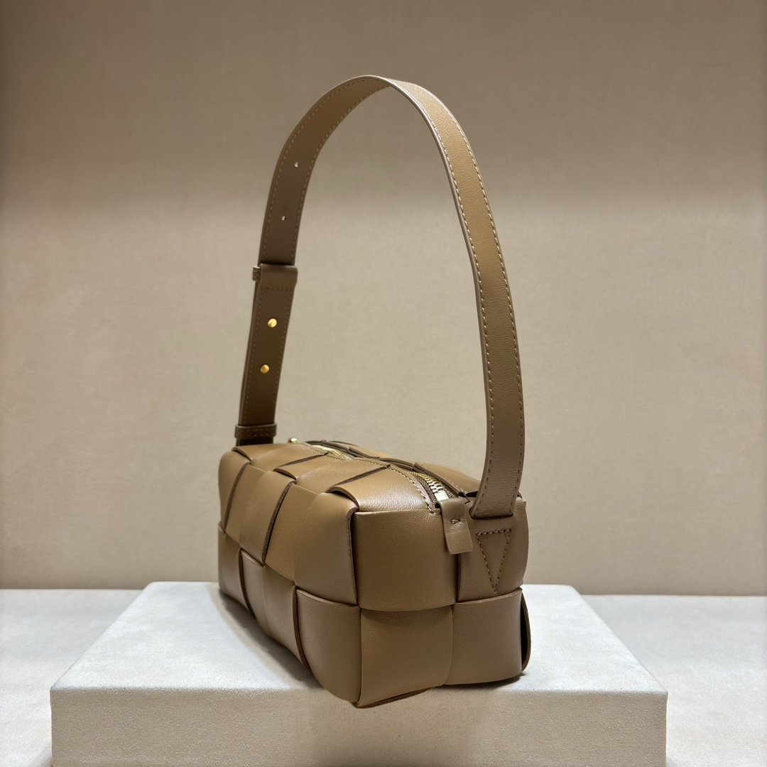 BOTTEGA VENETA Brick Cassette Shoulder Bag Maxi Intrecciato Leather, Brown