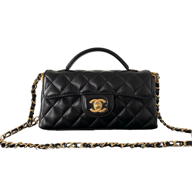CHANEL Mini Classic Handbag Lambskin & Gold-Tone Metal  Black
