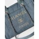 CHANEL Beach bag, denim fabric with a distressed look, as3257