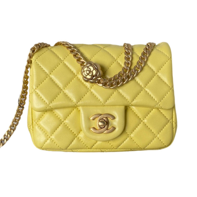 CHANEL Camellia Adjustable Buckle Collection, Smal, Yellow  AS4040