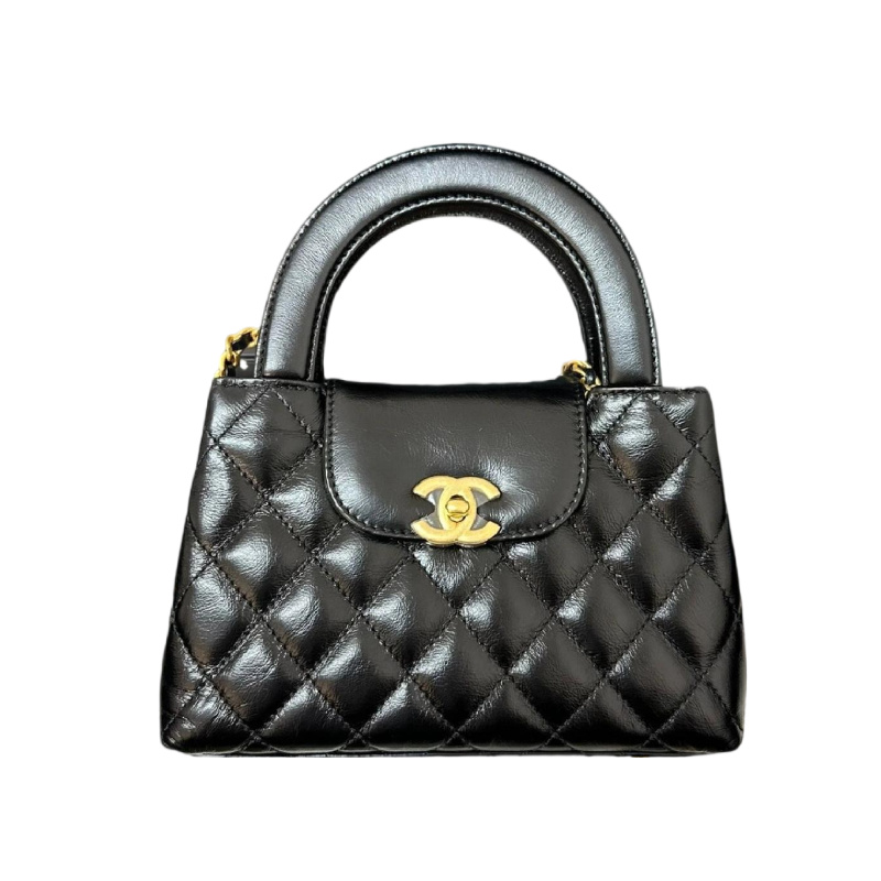CHANEL 25c Kelly Handbag Black and Sliver  AS4416