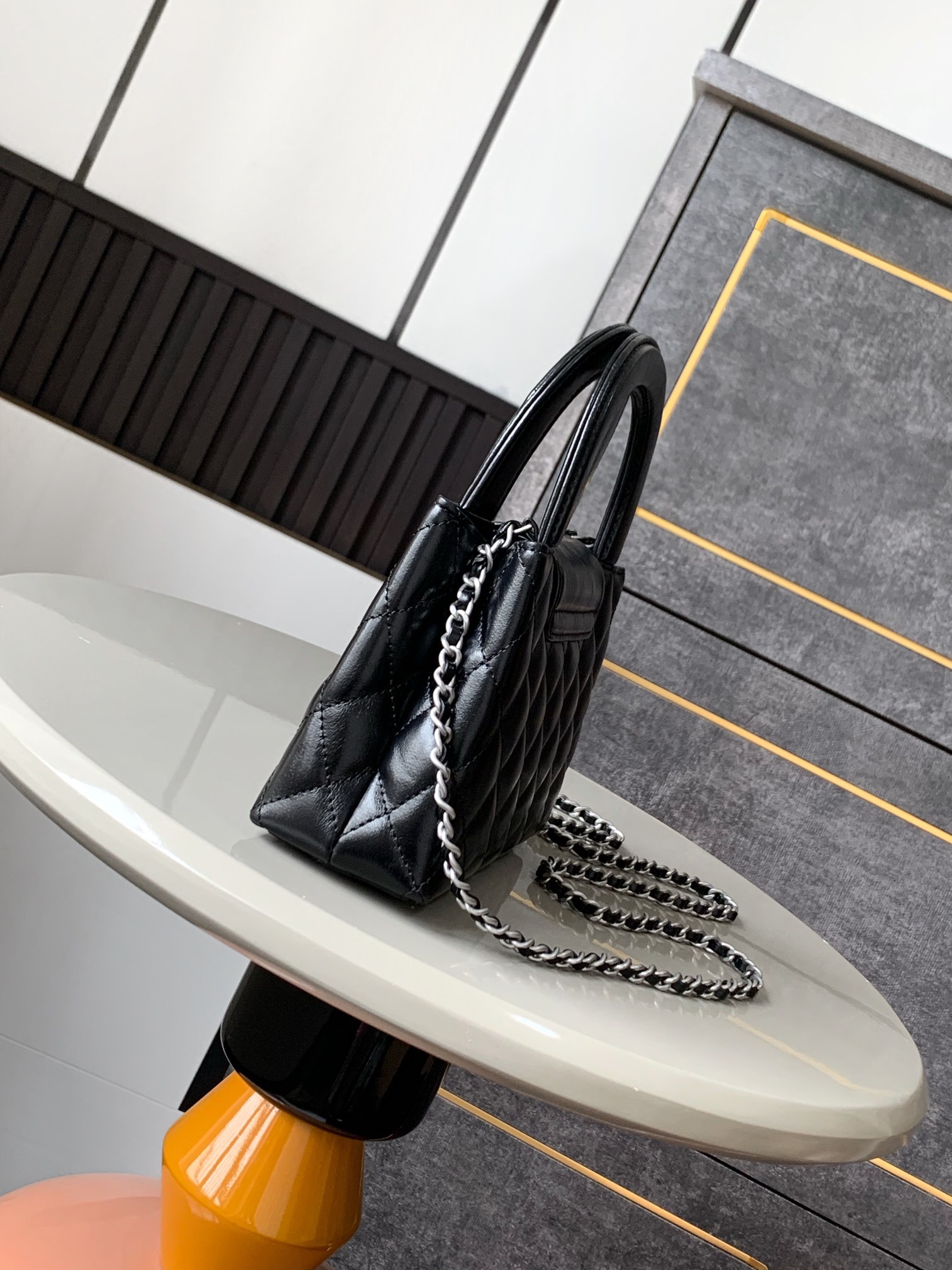 CHANEL 25c Kelly Handbag Black and Sliver AS4416 CHANEL 25c Kelly Handbag Black and Sliver AS4416